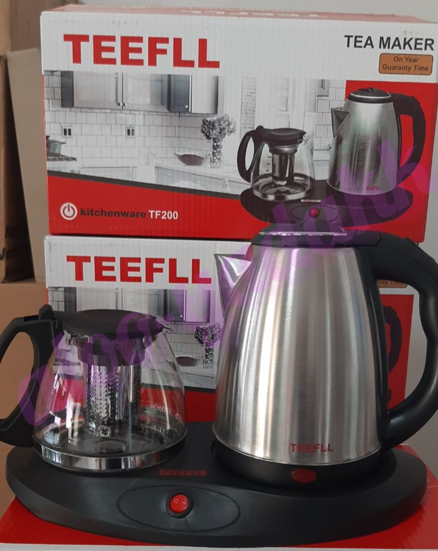 چای‌ساز کنارهمی کتری استیل تیفِل TEEFLL – مقاوم و سریع‌جوش